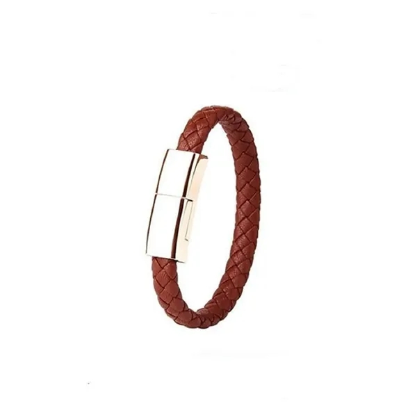 Micro USB leather bracelet fast charging cable plus laser engraving on... from ASI 37218 Athena Promo (tm)