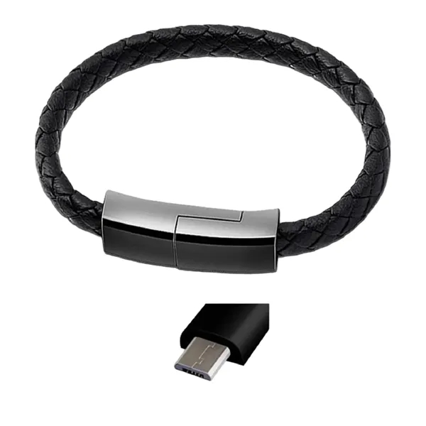 Micro USB leather bracelet fast charging cable plus laser engraving on... from ASI 37218 Athena Promo (tm)