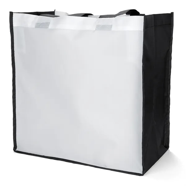 Polyester Tote with front and back panels accented by black gussets... from ASI 37940 Bag Makers Inc