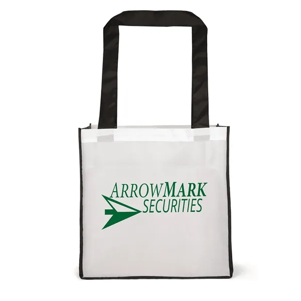 Polyester Tote with front and back panels accented by black gussets... from ASI 37940 Bag Makers Inc