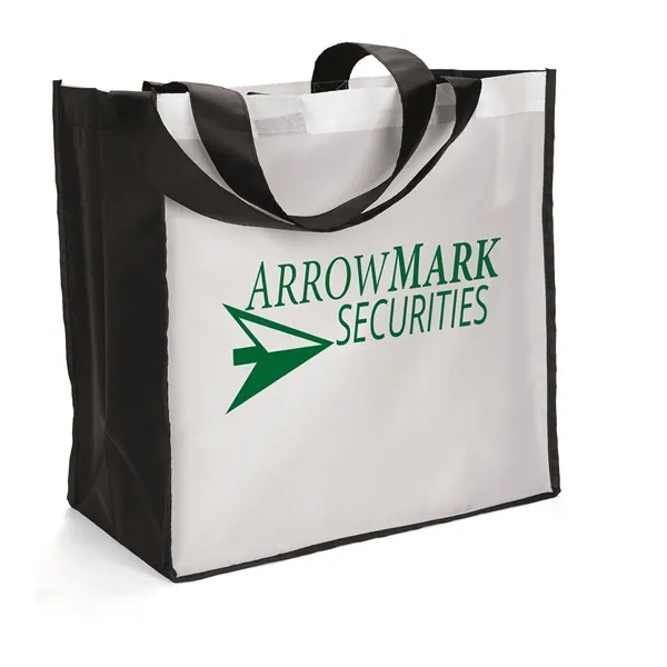 Polyester Tote with front and back panels accented by black gussets... from ASI 37940 Bag Makers Inc