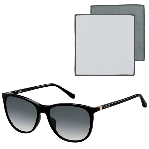 Women's black sunglasses with dark grey shaded lenses with carry case... from ASI 57653 Gold Bond