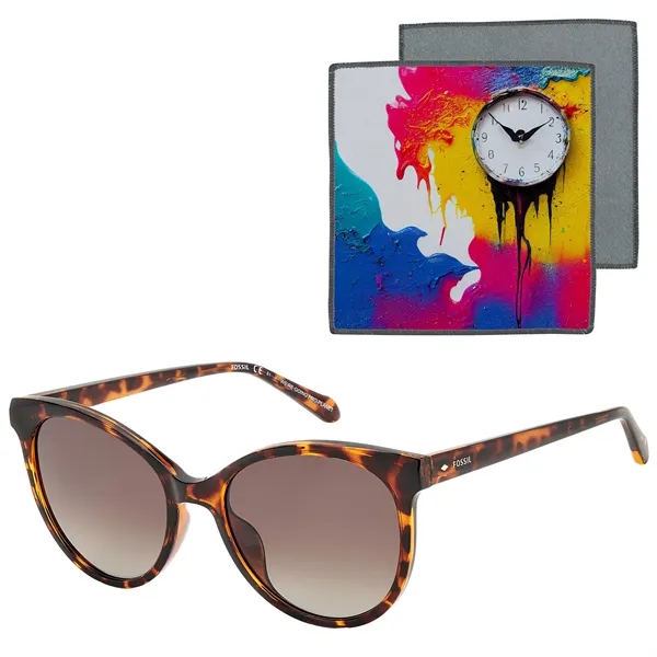 Women's sunglasses with Havana colored frames, brown shaded gradient lenses, cleaning... from ASI 57653 Gold Bond