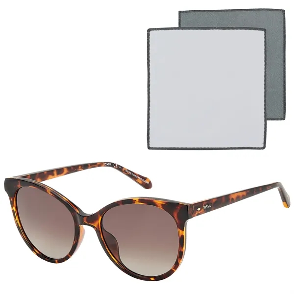 Women's sunglasses with Havana colored frames, brown shaded gradient lenses, cleaning... from ASI 57653 Gold Bond