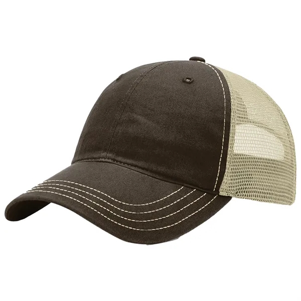 This garment-washed, mesh back 111 trucker cap is all about comfort... from ASI 74601 Calico