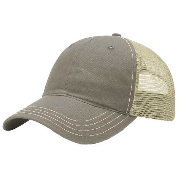 This garment-washed, mesh back 111 trucker cap is all about comfort... from ASI 74601 Calico
