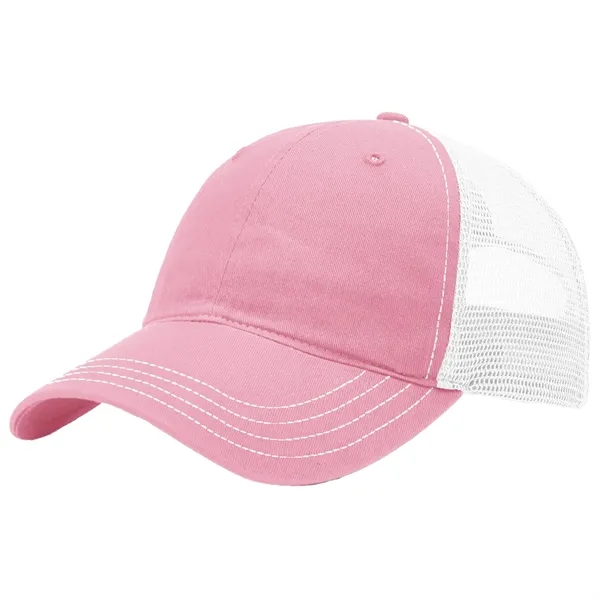 This garment-washed, mesh back 111 trucker cap is all about comfort... from ASI 74601 Calico