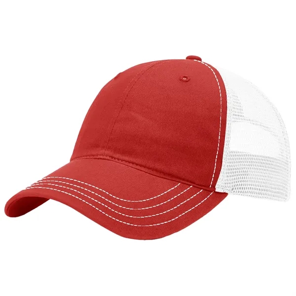 This garment-washed, mesh back 111 trucker cap is all about comfort... from ASI 74601 Calico