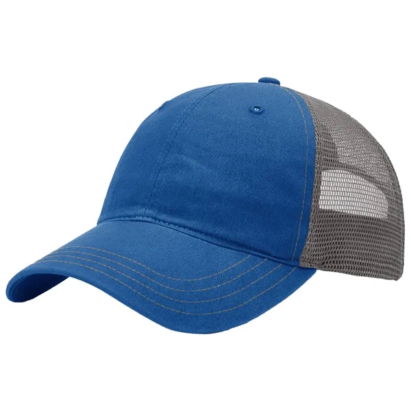 This garment-washed, mesh back 111 trucker cap is all about comfort... from ASI 74601 Calico