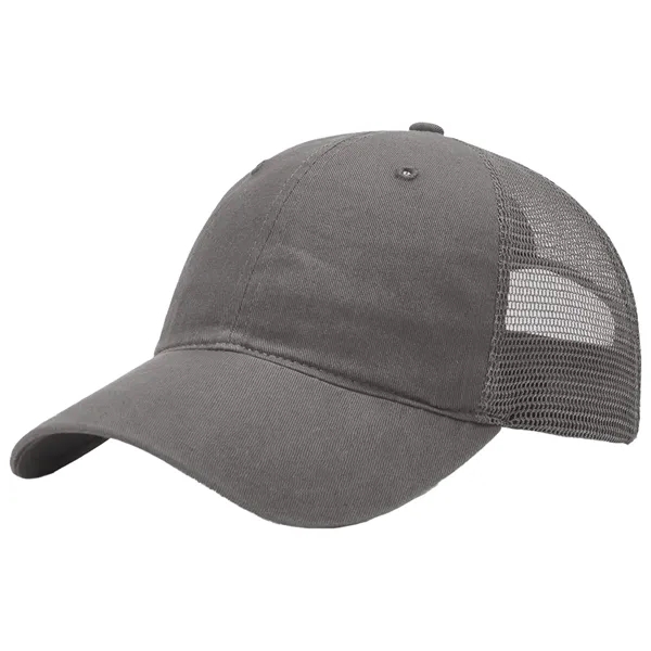 This garment-washed, mesh back 111 trucker cap is all about comfort... from ASI 74601 Calico