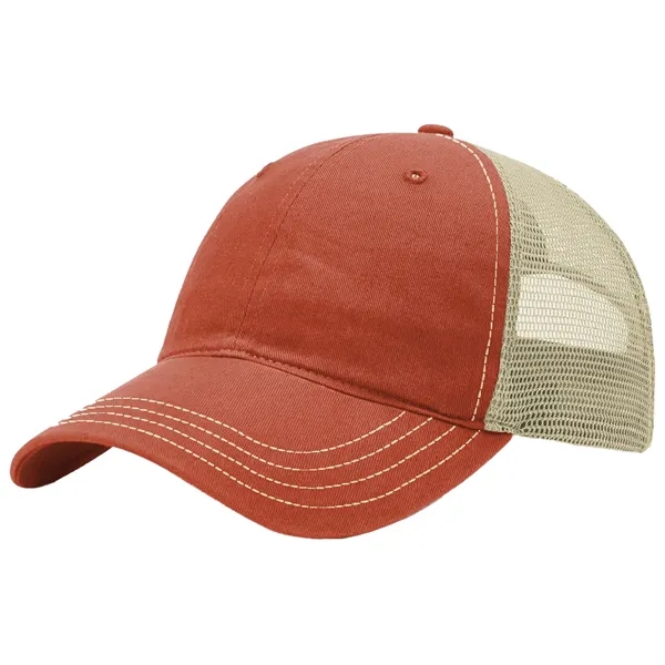 This garment-washed, mesh back 111 trucker cap is all about comfort... from ASI 74601 Calico