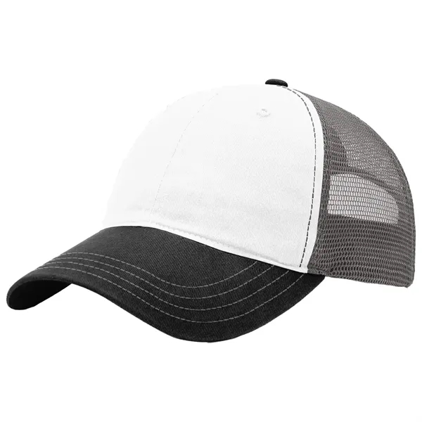 This garment-washed, mesh back 111 trucker cap is all about comfort... from ASI 74601 Calico