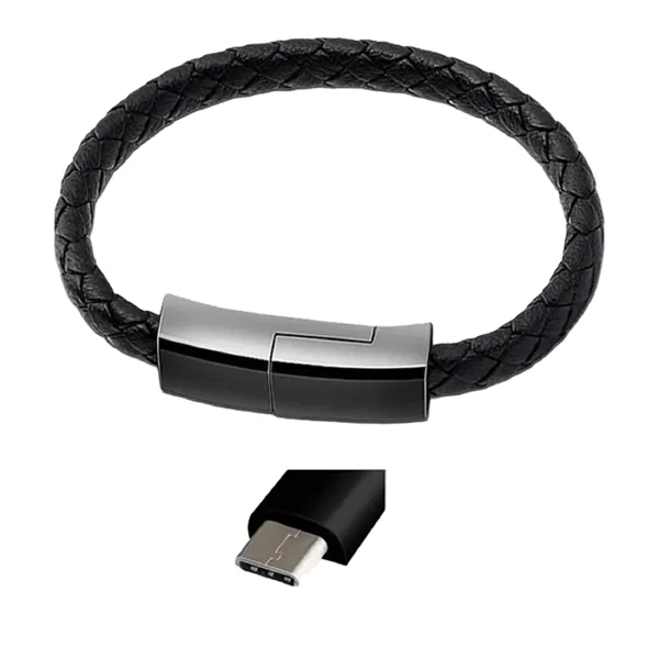 Type C USB leather bracelet fast charging cable plus laser engraving... from ASI 37218 Athena Promo (tm)