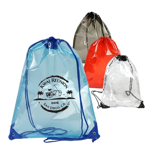 Clear PVC Drawstring with black trim & cords and reinforced corners.... from ASI 41511 Brainchild USA Inc / BrainChild Gift Club