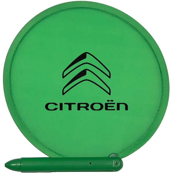 3-in-1 handheld fan, flying disc and pen, all made from recycled... from ASI 57653 Gold Bond