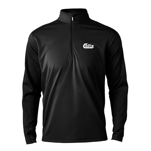 Men's quarter zip with UPF protection, snag resistance, zipper, and hemmed... from ASI 57653 Gold Bond