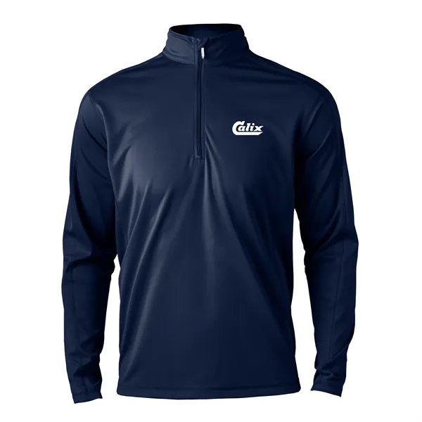 Men's quarter zip with UPF protection, snag resistance, zipper, and hemmed... from ASI 57653 Gold Bond