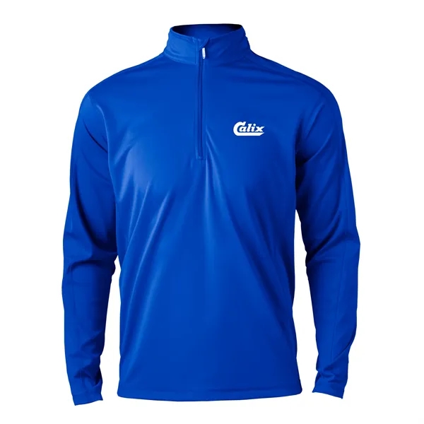Men's quarter zip with UPF protection, snag resistance, zipper, and hemmed... from ASI 57653 Gold Bond