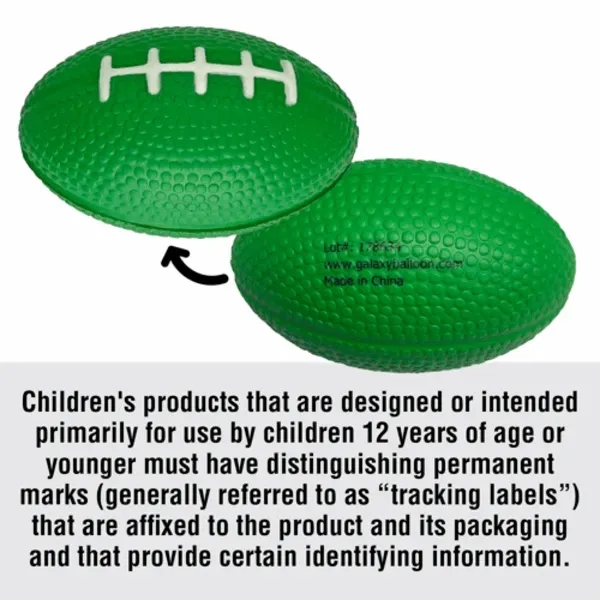 Football shaped stress reliever with customization.... from ASI 55675 Galaxy Balloons Inc / Galaxy Balloons Inc