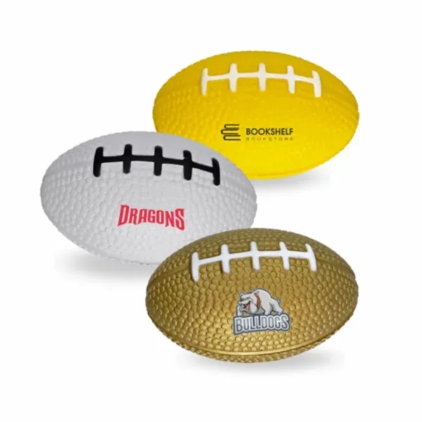 Football shaped stress reliever with customization.... from ASI 55675 Galaxy Balloons Inc / Galaxy Balloons Inc
