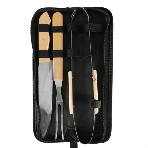 3 piece BBQ tool set with a knife, fork, and tongs... from ASI 57655 STOPNGO Line