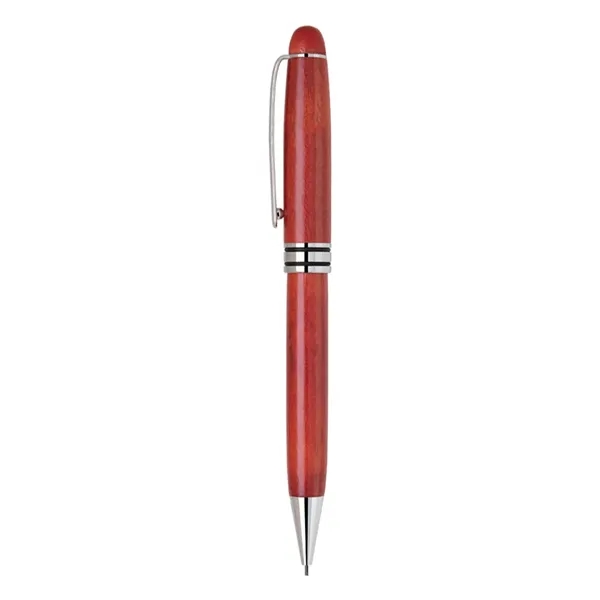 Wood twist action mechanical pencil with detailed chrome trims and clip.... from ASI 31517 Admart Products / Admart Line