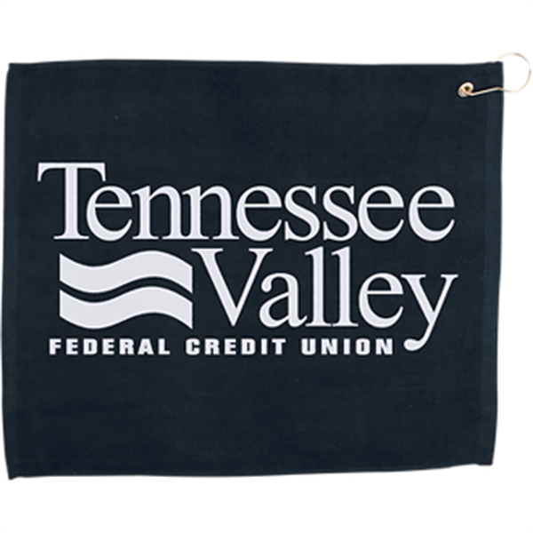 15" x 18" cotton velour hemmed golf towel with brass grommet... from ASI 57653 Gold Bond