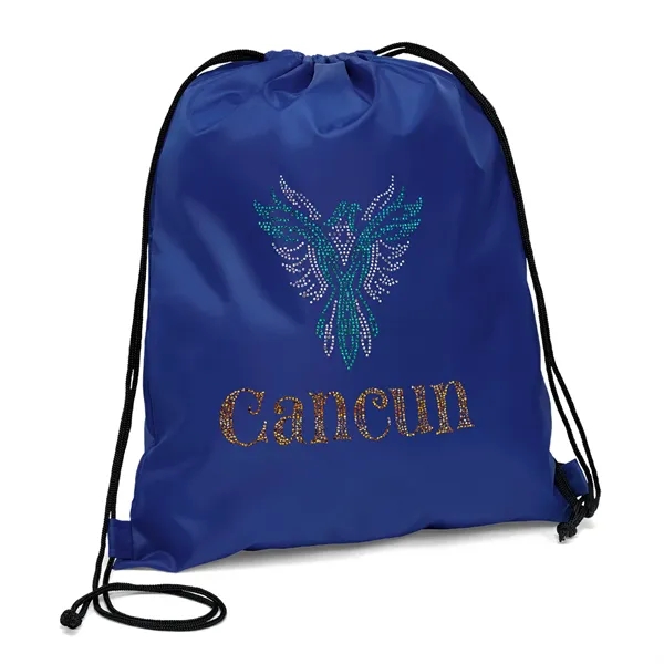 190-T polyester backpack with diamond-weave macrame shoulder straps and cinch-top closure.... from ASI 37940 Bag Makers Inc