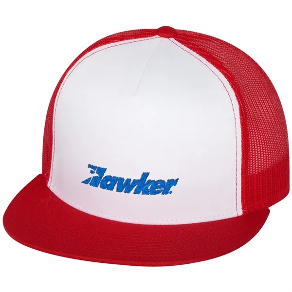 YUPOONG-CLASSIC FLAT BILL TRUCKER CAP... from ASI 30208 A P Specialties / AP Specialties