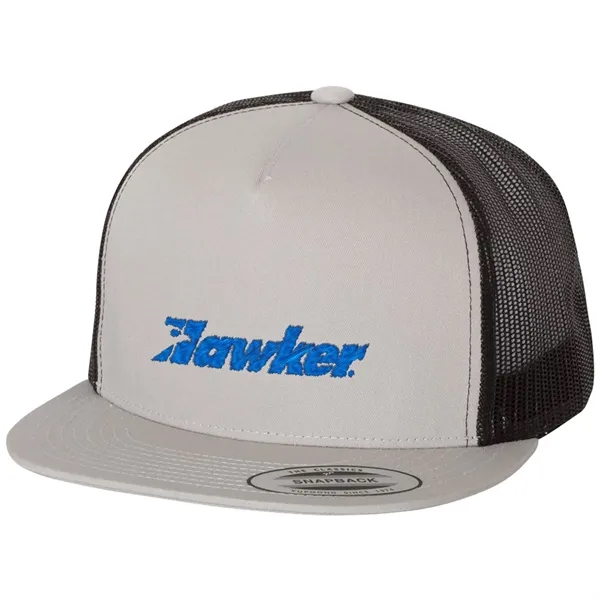 YUPOONG-CLASSIC FLAT BILL TRUCKER CAP... from ASI 30208 A P Specialties / AP Specialties