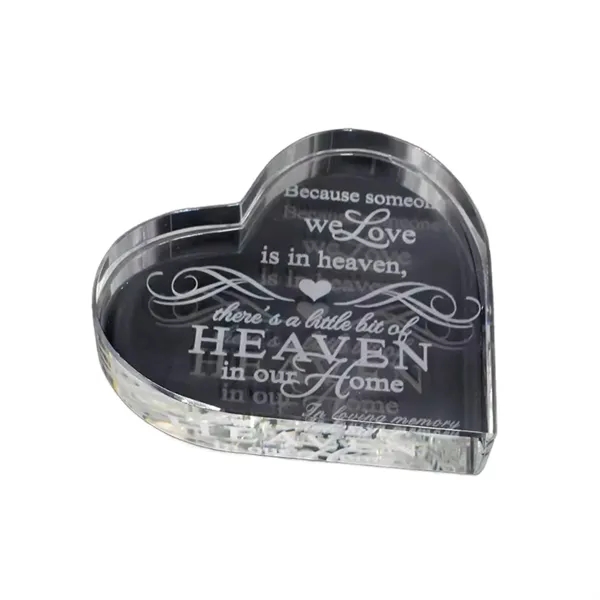 Heart shaped crystal paperweight plus laser engraving on inside of crystal... from ASI 37218 Athena Promo (tm)