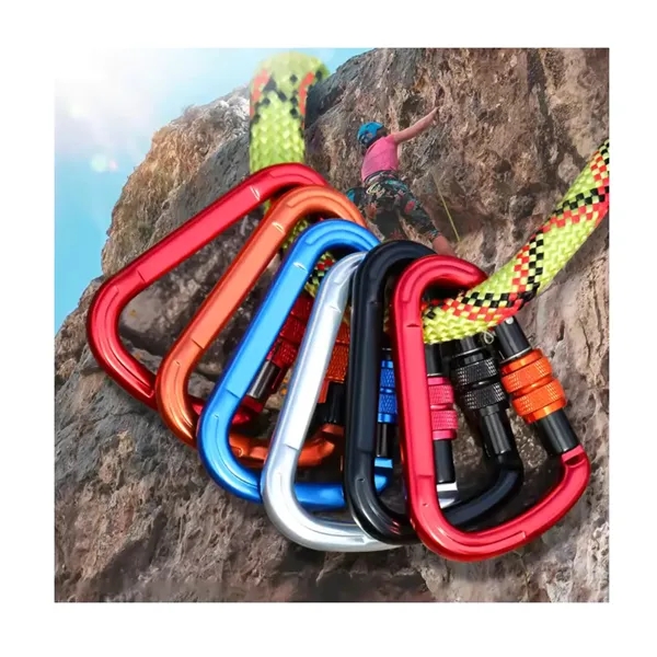 Triangle shape screw gate carabiner plus laser engraving on 1 location... from ASI 37218 Athena Promo (tm)