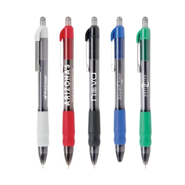 5.57 " x 0.4" plunger-action plastic ballpoint pen with antimicrobial barrel,... from ASI 37218 Athena Promo (tm)