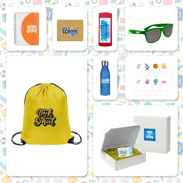 Back to school kit with a water bottle, drawstring backpack, spiral... from ASI 90807 Tekweld