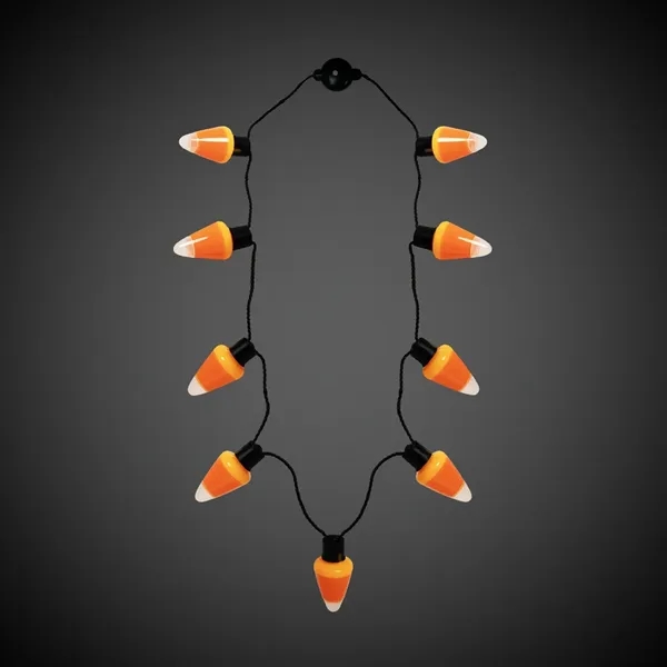 Necklace with 9 large candy corn charms and LED lights.... from ASI 42016 Brighter Promotions Inc