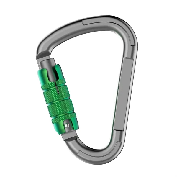 Triangle shape triple gate carabiner plus laser engraving on 1 location... from ASI 37218 Athena Promo (tm)