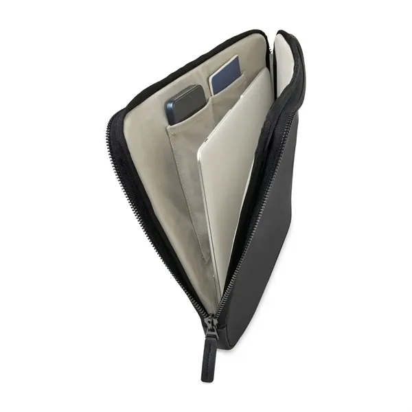 Top-grain leather laptop sleeve with gunmetal zipper closure and front slash... from ASI 56070 Gemline / Gemline®
