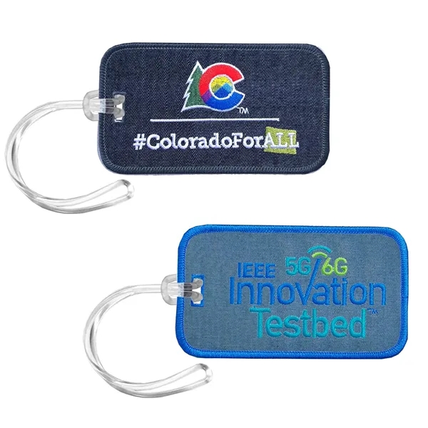 2 1/2" x 4 1/2" luggage tag that's embroidered on one... from ASI 90160 Suntex Industries