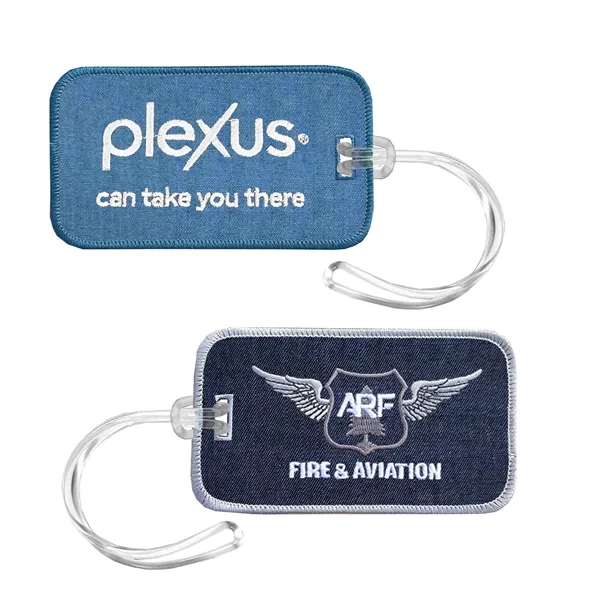 2 1/2" x 4 1/2" luggage tag that's embroidered on one... from ASI 90160 Suntex Industries