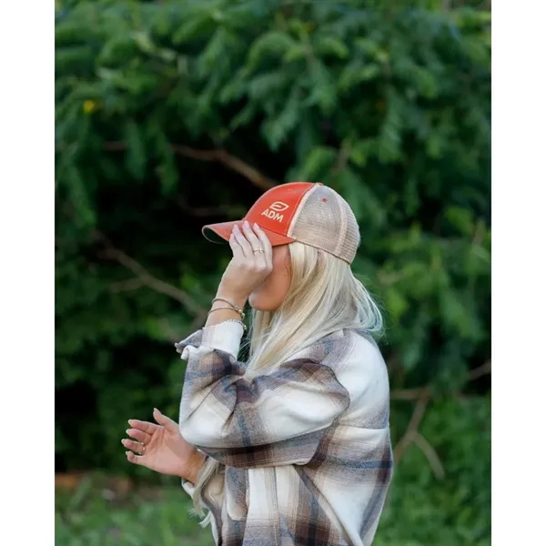 6 panel, vintage-wash trucker cap with soft mesh back panels and... from ASI 56070 Gemline / Gemline®