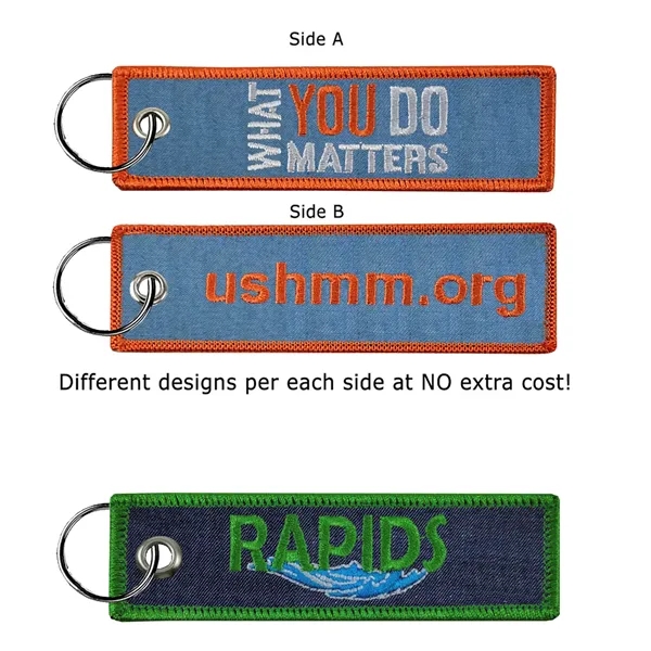 Embroidered key tag that measures 1 1/2" x 5" with denim... from ASI 90160 Suntex Industries