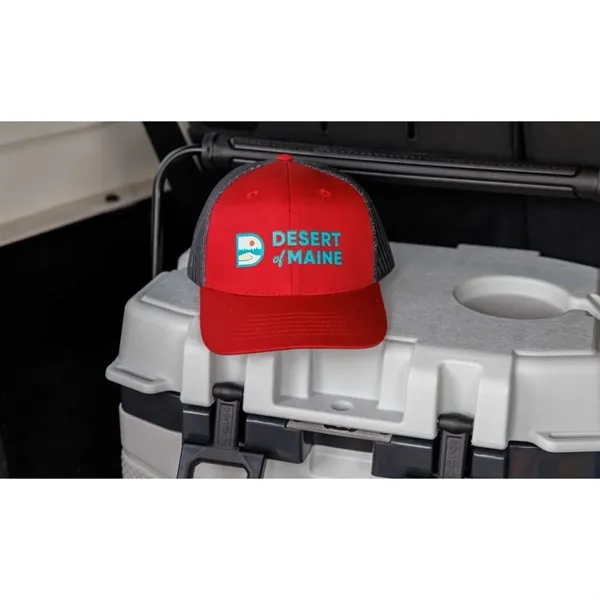 6 panel trucker hat with mesh back, slight curved brim and... from ASI 56070 Gemline / Gemline®