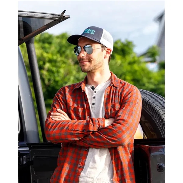 6 panel trucker hat with mesh back, slight curved brim and... from ASI 56070 Gemline / Gemline®