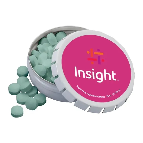 Large round push tin filled with sugar and gluten free mints.... from ASI 88060 Snugz/USA Inc / SnugZ USA®