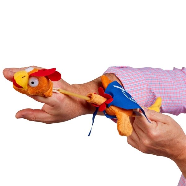 12" flying noise-making rooster toy with sling shot action and cape.... from ASI 63549 Jornik Manufacturing Corp / Jornik