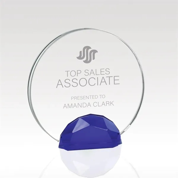 Elegant crystal award with colorful base. Customize upright with your message.... from ASI 93986 Visions/Awardcraft