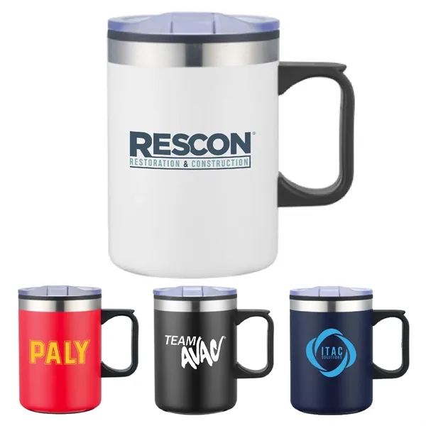 14 oz Stainless Coffee Cup Mug w/ Lid Handle... from ASI 39820 Opusline (Benmex) / Opus Line