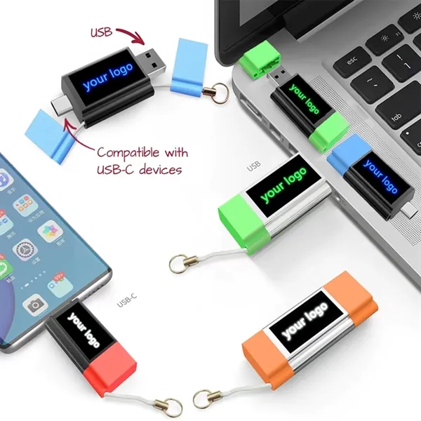 Flash drive with custom light up logo. Features both USB-A and... from ASI 90859 Tempo Industries Inc / Tempo Tempoline