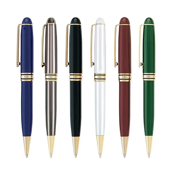 Twist action ballpoint pen with elegant enamel finish, shiny gold trims... from ASI 31517 Admart Products / Admart Line