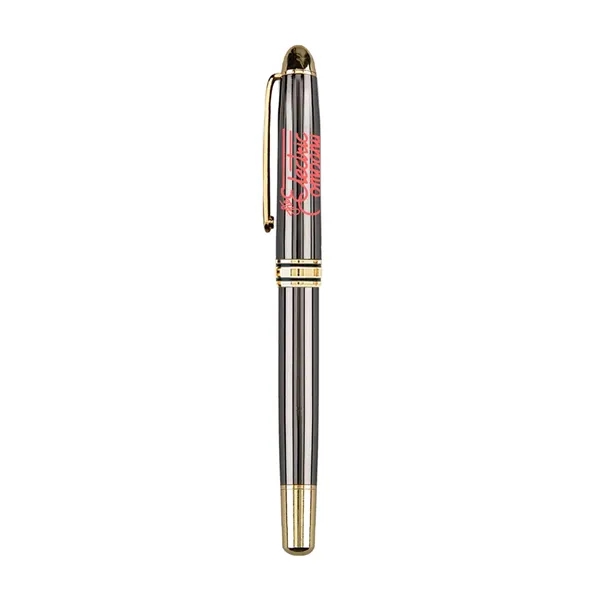 Cap-off roller ball pen with enamel finish barrel, shiny gold trims... from ASI 31517 Admart Products / Admart Line
